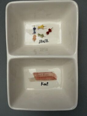 Rae Dunn Ceramic Two-Compartment Dish